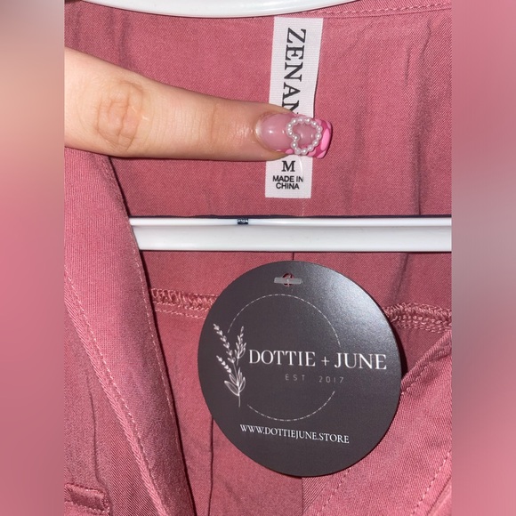 Zenana Salmon Button Up Top - Picture 6 of 7